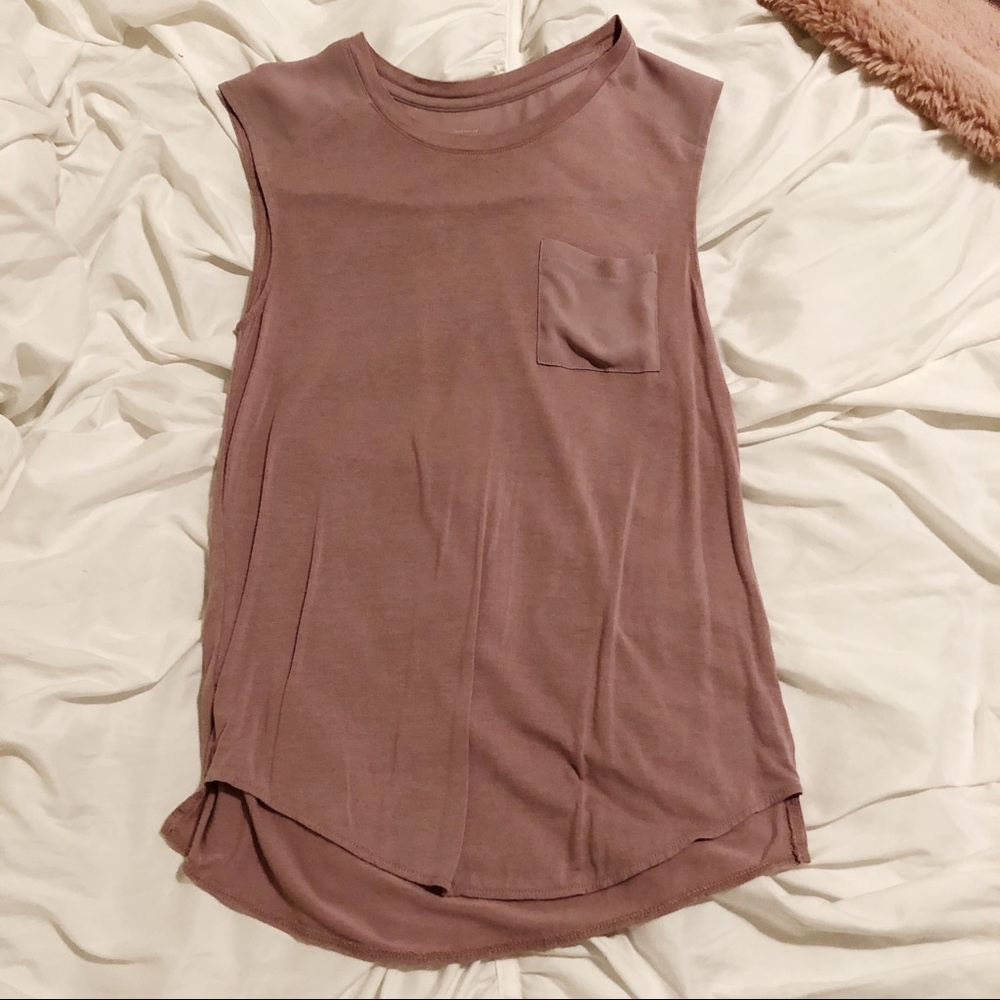 Rose Colored Sleeveless Pocket Blouse